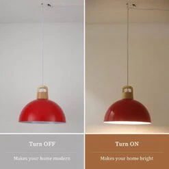1 Light Red Shaded Industrial Single Pendant Light With Metal Dome Shade For Dinning Room,No Bulbs Included -Lamp Parts red adsensty pendant lights hd5 1r zjy00075 1d 1000