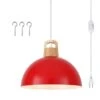 1 Light Red Shaded Industrial Single Pendant Light With Metal Dome Shade For Dinning Room,No Bulbs Included