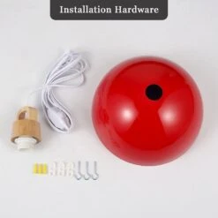 1 Light Red Shaded Industrial Single Pendant Light With Metal Dome Shade For Dinning Room,No Bulbs Included -Lamp Parts red adsensty pendant lights hd5 1r zjy00075 77 1000