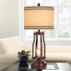 28 In. Tall Table Lamps (Set Of 2) 2-Lights Bedside Nightstand Lamp With Shade Red Bronze 14 28 In. Tall Table Lamps (Set Of 2) 2-Lights Bedside Nightstand Lamp With Shade Red Bronze -Lamp Parts red bronze table lamps yxfgtdfgssq fa 1000