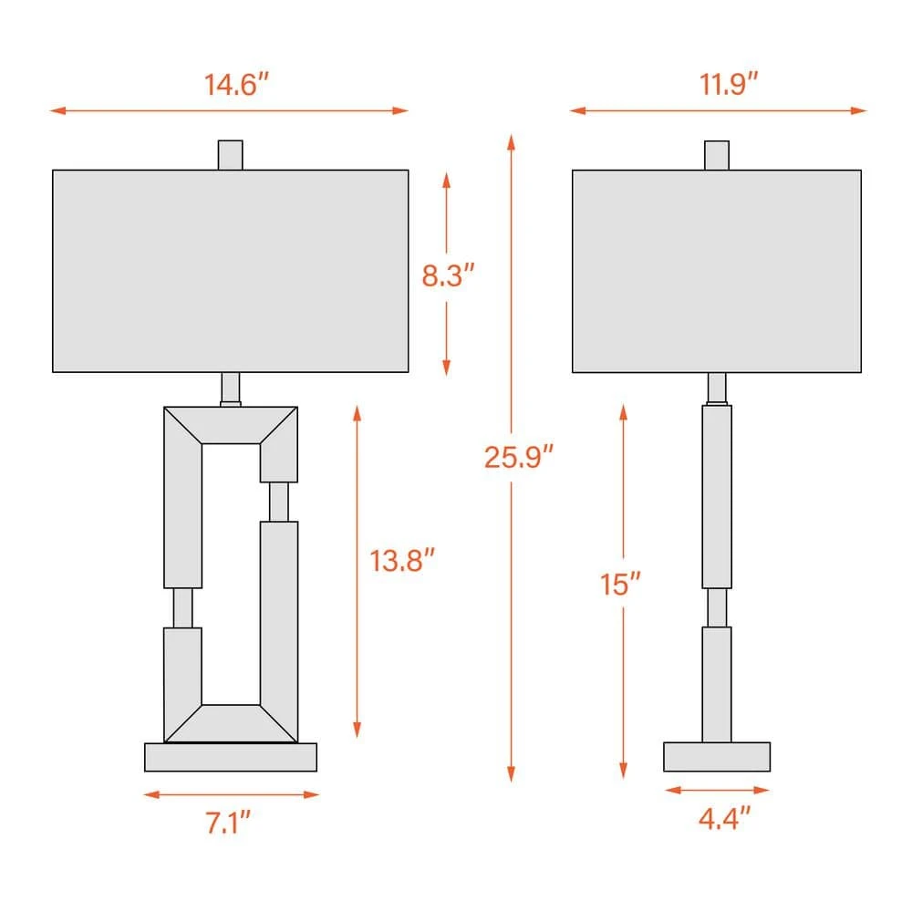 25.9 In. Reddish Brown Table Lamps With USB Port (Set Of 2) 6 25.9 In. Reddish Brown Table Lamps With USB Port (Set Of 2) - Image 4