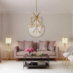 Set Of 2 Lunita 17.5 In. Gold Tripod Base Table Lamps With White Fabric Drum Shades -Lamp Parts river of goods lamp sets 20883 1f 1000