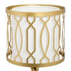 Set Of 2 Lunita 17.5 In. Gold Tripod Base Table Lamps With White Fabric Drum Shades -Lamp Parts river of goods lamp sets 20883 44 1000