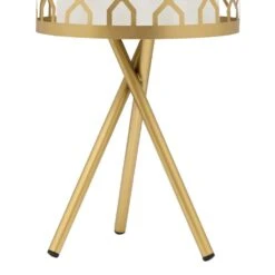 Set Of 2 Lunita 17.5 In. Gold Tripod Base Table Lamps With White Fabric Drum Shades -Lamp Parts river of goods lamp sets 20883 66 1000