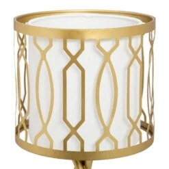 Set Of 2 Lunita 17.5 In. Gold Tripod Base Table Lamps With White Fabric Drum Shades -Lamp Parts river of goods lamp sets 20883 77 1000