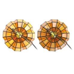 9 In. Orange Indoor Patch The Pumpkin Stained Glass Accent Lamp -Lamp Parts river of goods novelty lights 14730 1d 1000