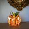 9 In. Orange Indoor Patch The Pumpkin Stained Glass Accent Lamp -Lamp Parts river of goods novelty lights 14730 64 1000