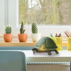 Turtle 4 .75 In. Green And Antique Bronze Novelty Accent Lamp