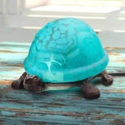 Turtle 4 .75 In. Aqua And Antique Bronze Novelty Accent Lamp -Lamp Parts river of goods novelty lights 21243 76 1000