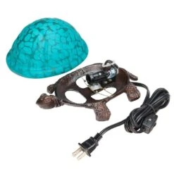 Turtle 4 .75 In. Aqua And Antique Bronze Novelty Accent Lamp -Lamp Parts river of goods novelty lights 21243 c3 1000