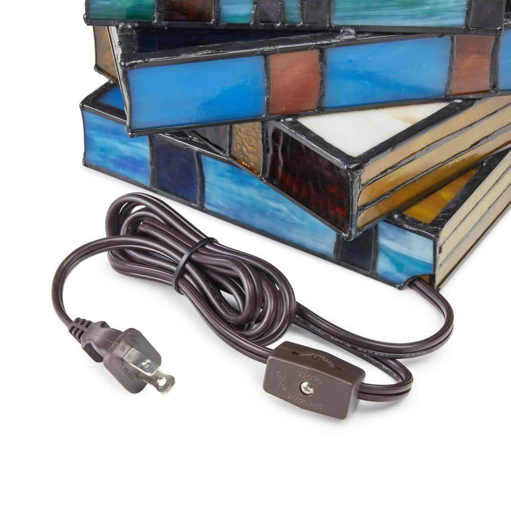 Ava 5 .7 5 In. Multi-Colored Book Stack Stained Glass Accent Lamp With Glass Shade 6 Ava 5 .7 5 In. Multi-Colored Book Stack Stained Glass Accent Lamp With Glass Shade - Image 4