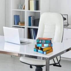 Ava 5 .7 5 In. Multi-Colored Book Stack Stained Glass Accent Lamp With Glass Shade 27 Ava 5 .7 5 In. Multi-Colored Book Stack Stained Glass Accent Lamp With Glass Shade -Lamp Parts river of goods novelty lights 21324 31 1000