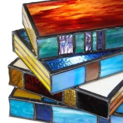 Ava 5 .7 5 In. Multi-Colored Book Stack Stained Glass Accent Lamp With Glass Shade 20 Ava 5 .7 5 In. Multi-Colored Book Stack Stained Glass Accent Lamp With Glass Shade -Lamp Parts river of goods novelty lights 21324 77 1000