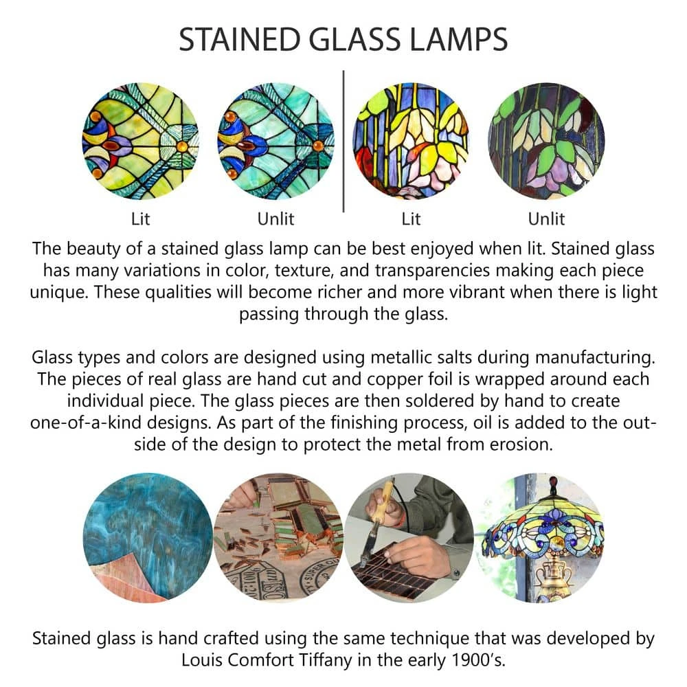 Ava 5 .7 5 In. Multi-Colored Book Stack Stained Glass Accent Lamp With Glass Shade 5 Ava 5 .7 5 In. Multi-Colored Book Stack Stained Glass Accent Lamp With Glass Shade - Image 3