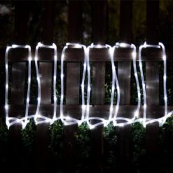 Outdoor 35.7 Ft. Solar Powered Cool White LED Rope Light With 8 Modes (2-Pack) -Lamp Parts rope lights s l xgz wh1 44 1000