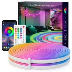 50 Ft. RGB Neon LED Hardwired Strip Lights, IP67 Waterproof, Music Sync, DIY Flexible Rope With Remote, Indoor/Outdoor -Lamp Parts rope lights zy708 18 1f 1000