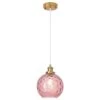 1 Light Rose Red Modern Globe Single Pendant Lighting With Glass Shade,No Bulbs Included