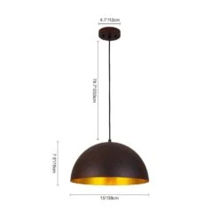 PCover 1-Light 15 In.W Rust Copper Modern Farmhouse Industrial Metal Dome Pendant Light For Kitchen -Lamp Parts rust copper huoku pendant lights pd1074221 40 1000