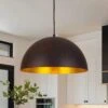 PCover 1-Light 15 In.W Rust Copper Modern Farmhouse Industrial Metal Dome Pendant Light For Kitchen -Lamp Parts rust copper huoku pendant lights pd1074221 64 1000