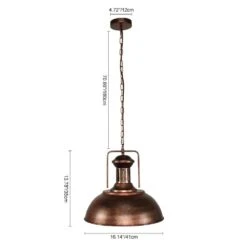 60-Watt 1-Light Rusty Bowl Pendant Light Industrial Dome Hanging Light -Lamp Parts rusty copper huoku pendant lights pd1002931 77 1000