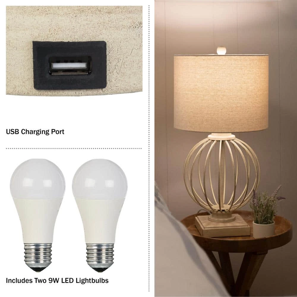 Modern Table Lamps With USB Charging Ports And LED Bulbs, Set Of 2 5 Modern Table Lamps With USB Charging Ports And LED Bulbs, Set Of 2 - Image 3
