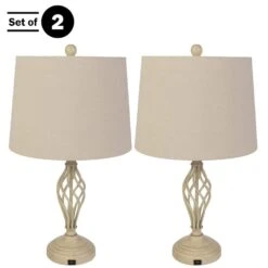 Set Of 2-Modern Table Lamps With USB Charging Ports And LED Bulbs, Sand -Lamp Parts sand lavish home table lamps 72 lmpst2 26 usb 4f 1000