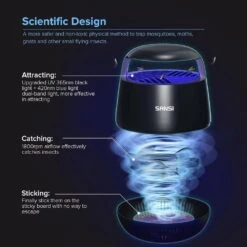 5 .7 In. Black 7-Watt Indoor Insect Trap Catcher Table Lamp Blue Dual-Band Light, Non-Zapper With 5-Sticky Glue Boards -Lamp Parts sansi novelty lights 01 11 001 010701 4f 1000