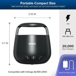 5 .7 In. Black 7-Watt Indoor Insect Trap Catcher Table Lamp Blue Dual-Band Light, Non-Zapper With 5-Sticky Glue Boards -Lamp Parts sansi novelty lights 01 11 001 010701 c3 1000