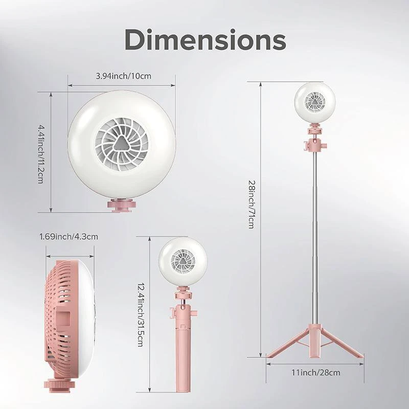 4.4 1 In. Pink 10-Watt Dimmable Portable LED Fill Light With Telescopic Rod 9 4.4 1 In. Pink 10-Watt Dimmable Portable LED Fill Light With Telescopic Rod - Image 7