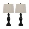 Pair Of 26 In. Satin Black Metal Balustrade Table Lamps W/USB And Designer Shades -Lamp Parts satin black fangio lighting table lamps w 1632blk usb 2pk 64 1000