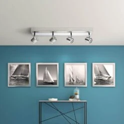 EGLO Pierino 2 Ft. Satin Nickel And Chrome Integrated LED Track Lighting Kit With Adjustable Heads -Lamp Parts satin nickel crome eglo track lighting kits 201735a 31 1000