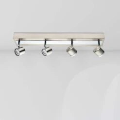EGLO Pierino 2 Ft. Satin Nickel And Chrome Integrated LED Track Lighting Kit With Adjustable Heads -Lamp Parts satin nickel crome eglo track lighting kits 201735a 76 1000