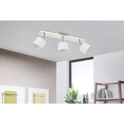 EGLO Valbiano 1 Ft. 3-Light Satin Nickel Fixed Track Lighting Kit -Lamp Parts satin nickel eglo track lighting kits 97534a 1f 1000