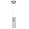1-Light Satin Nickel Mini Pendant With Grain Pattern Etched White Glass