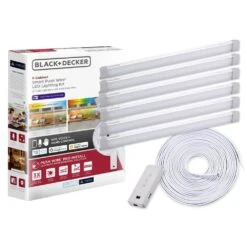 Black & Decker 12 In. Direct Hardwired Kit Adjustable Silver Integrated LED Linkable 6-Bar Smart Under Cabinet Light