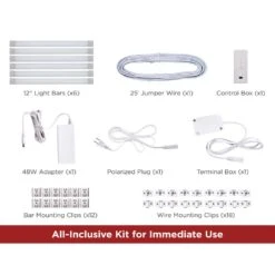 Black & Decker 12 In. Direct Hardwired Kit Adjustable Silver Integrated LED Linkable 6-Bar Smart Under Cabinet Light -Lamp Parts silver black decker under cabinet bar lights leduc126cctpwac 76 1000