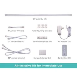 Black & Decker 24 In. Plug-In Kit Adjustable Silver Integrated LED Linkable 1-Bar Tool-Free Under Cabinet Light -Lamp Parts silver black decker under cabinet bar lights leduc24 1cct fa 1000