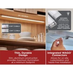 Black & Decker PUSH WIRE 24 In. Bar,.98 In. Plug-in Or Hardwire Compatible, White & RGB Integrated LED, Silver, Under Cabinet Light Bar -Lamp Parts silver black decker under cabinet bar lights leduc24 cctpw b 4f 1000