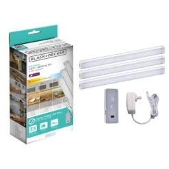 Black & Decker 3.23 In. Plug-in Kit Adjustable Silver Integrated LED Linkable 3-Bar Tool-Free Under Cabinet Light