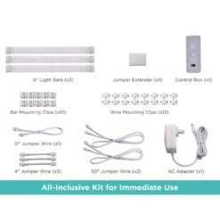 Black & Decker 3.23 In. Plug-in Kit Adjustable Silver Integrated LED Linkable 3-Bar Tool-Free Under Cabinet Light -Lamp Parts silver black decker under cabinet bar lights leduc9 3cct 76 1000