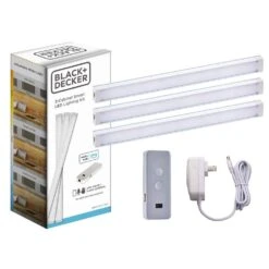 Black & Decker 9 In. White Plug-In Works With Alexa, Bars Integrated LED Light Bulb Linkable Under Cabinet Light (3-Pack)