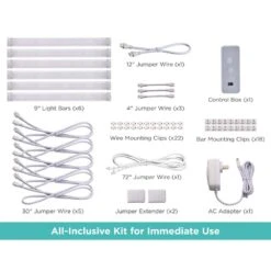 Black & Decker 9 In. Plug-In Kit Adjustable Silver Integrated LED Linkable 6-Bar Tool-Free Under Cabinet Light -Lamp Parts silver black decker under cabinet bar lights leduc9 6cct 76 1000