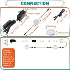 Energy Saving Plug-in 1-Light Dimmable Warm White Integrated LED Under Cabinet Puck Light 3-Pack -Lamp Parts silver ekieudl puck lights 27e140ph003 76 1000