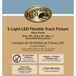 8 Ft. Silver 5-Light Integrated LED Flex Track Lighting Kit -Lamp Parts silver hampton bay track lighting kits 17198nkit sv 31 1000