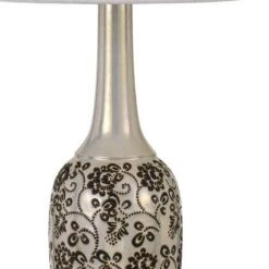 HomeRoots 30 In. Silver Metal 2-Light Bedside Table Lamps With White Globe Shade (Set Of 2) -Lamp Parts silver homeroots table lamps 2000476144 31 1000