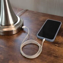 28.74 In. Set Of 2 Table Lamps With USB Charging Ports, Touch Control And LED Bulbs, Silver -Lamp Parts silver lavish home table lamps 72 lmpst2 22 usb 4f 1000