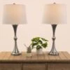 28.74 In. Set Of 2 Table Lamps With USB Charging Ports, Touch Control And LED Bulbs, Silver -Lamp Parts silver lavish home table lamps 72 lmpst2 22 usb 64 1000