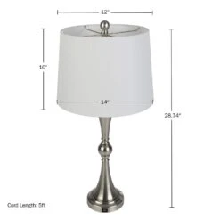 28.74 In. Set Of 2 Table Lamps With USB Charging Ports, Touch Control And LED Bulbs, Silver -Lamp Parts silver lavish home table lamps 72 lmpst2 22 usb 76 1000