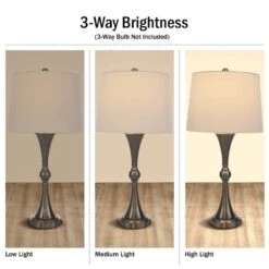 28.74 In. Set Of 2 Table Lamps With USB Charging Ports, Touch Control And LED Bulbs, Silver -Lamp Parts silver lavish home table lamps 72 lmpst2 22 usb c3 1000