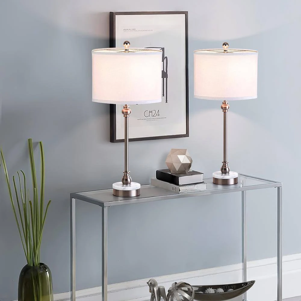 28.3 In. Silver Modern Marble Bedroom Living Room Bedside Desk Nightstand Table Lamps USB Port (Set Of 2) 8 28.3 In. Silver Modern Marble Bedroom Living Room Bedside Desk Nightstand Table Lamps USB Port (Set Of 2) - Image 6